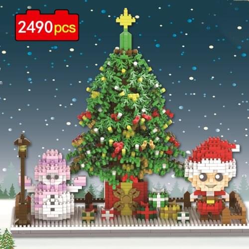 2490pcs Snowman Tree Model Building Blocks Christmas Theme Sets DIY City Friends Creator Bricks Toys For Children Xmas Gifts