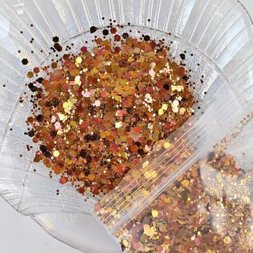 50g/Bag 15 Colors Nail Art Glitter Sequins Jade Paillette Sparkly Mermaid Holographic Hexagon Symphony Nail Chunky Flakes K-OH