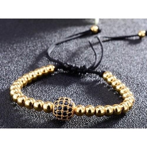 8mm ghc424 silver gold copper micro pave cz zircon cubic zirconia Bracelet adjusted Macrame Charm Braided Rope Bangles