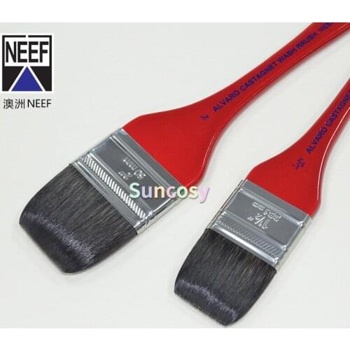Alvaro NEEF 4880 Castagnet Squirrel wash brush ,Artist Flat Paint Brush-Large Wash Brushes, for Acrylic Painting, Watercolor