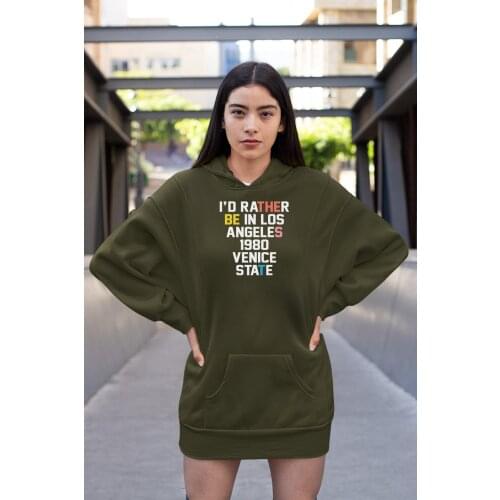 Angemiel Wear İ Would Rather Los Angeles Green Dress Sweatshirt Tunik
