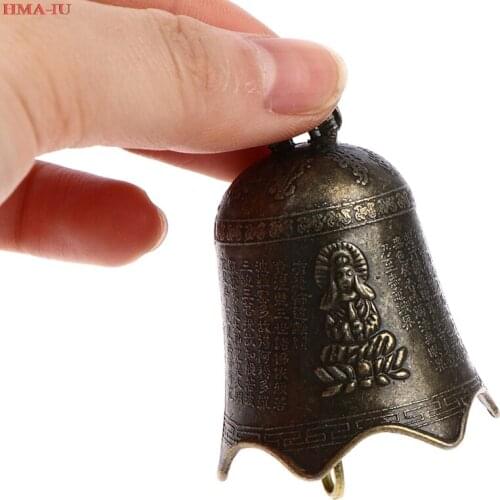 Antique Bell Chinese Mini Sculpture Pray Guanyin Buddha Bell Shui Feng Bell