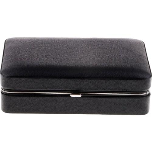 Brown / Black Leather Travel Humidor Case Cedar Wood Storage Lined 4 Fingers