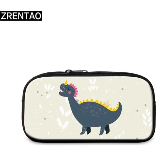 ZRENTAO 3D Dinosaur Printing Pencil Case Children Cartoon Pencil Bags Zipper Pen Box School Stationary