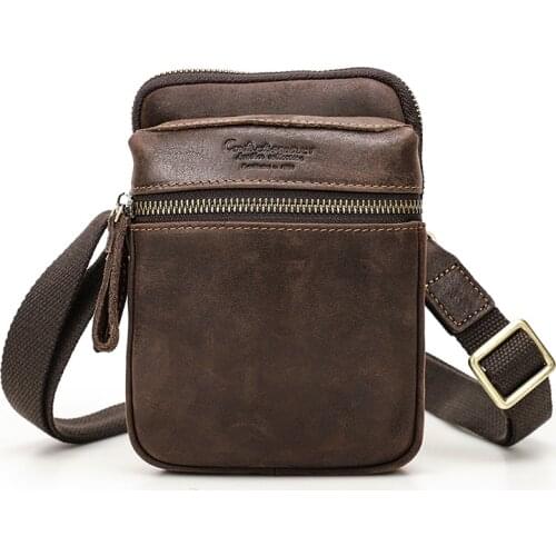 CONTACTS 100% genuine leather men waist pack for cell phone shoulder bag travel pouch small crossbody bags card holders bolsas