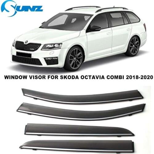 Side Window Deflector For Skoda Octavia Combi 2018 2019 2020 4pcs Chrome Trim Window Visors Sun Rain Deflectors SUNZ