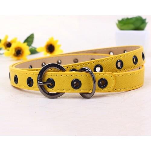Child Candy Color Waist Belts Classic Boys Girls Waistband Pu Leather Belts Fashion Alloy Buckle Leisure Waist Strap Belt 99Cm