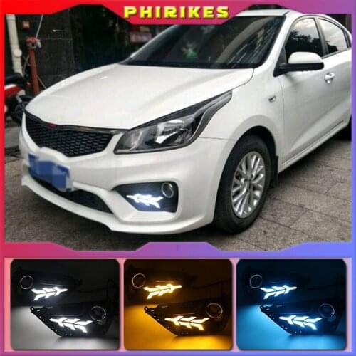 2pcs LED DRL lights Daytime Running Light Daylight yellow Signal fog lamp Styling lights For KIA K2 RIO 2016-2017