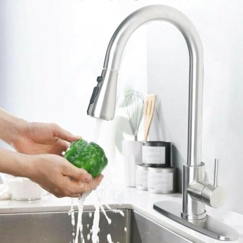 Home Kitchen Faucet with Sprayer Single Handle Pull Out Swivel Mixer Sink Tap