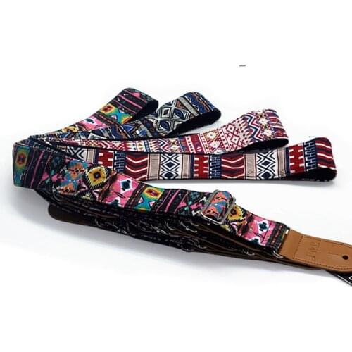 Ethnic Guitar Strap Fabric Series Cotton Straps For Acoustic Guitar Electric Bass Sling Adjustable Printing Embroidered