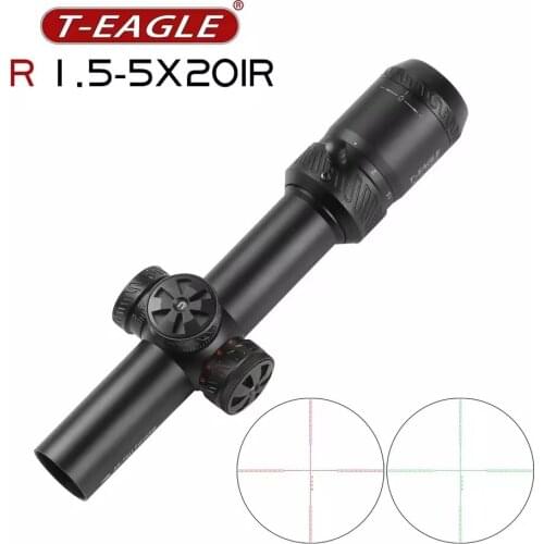 T-EAGLE R 1.5-5x20 Infrared Tactical Rifle Scope, HD Shockproof Waterproof Red and Green Illuminated Airsoft Shotgun Scope