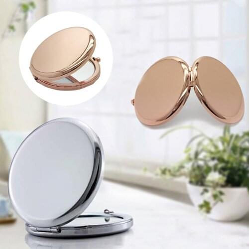 Hot 6.5cm Portable Solid Color Metal Round Case Double-Side PopUp Makeup Mirror Portable Makeup Mirror Design Lightwe