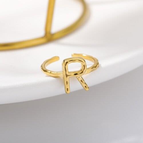 Gothic Thread Initial Letter Ring For Women Gold Stainless Steel Female Finger Rings Vintage Wedding Ring Jewelry Gift Bague BFF