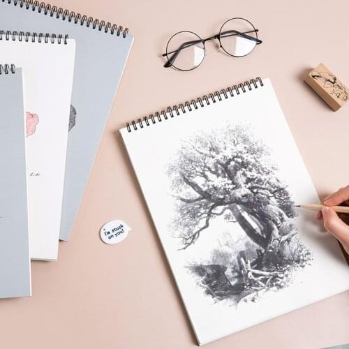 Art Supplies Learning Drawing Sketch Book Turn Up Coil Students' Drawing Sketch Book A4 Simple Blank Diary Writing Hand Drawing