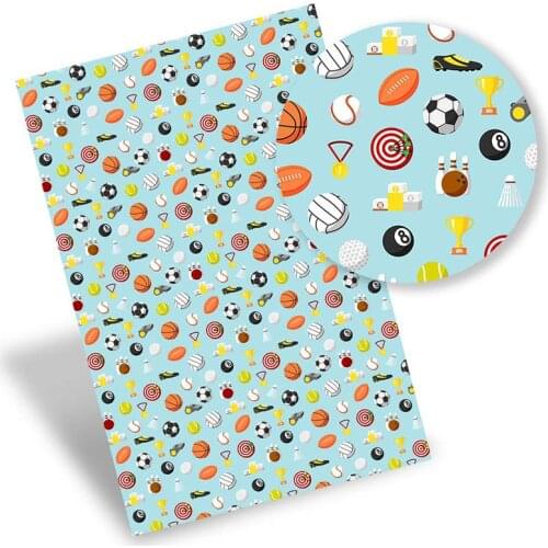 Faux Leather Sheet Sports Animals Synthetic Leather Printed Vinyl Fabric DIY Handbag Bow Making Supplies 0.8mm 22*30cm/Pc IBOWS