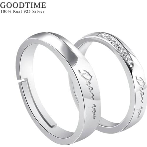 Fashion Wedding Couple Rings 100% Real 925 Sterling Silver Rings Zircon Ring Jewelry Lover Anniversary Rings For Wedding Party