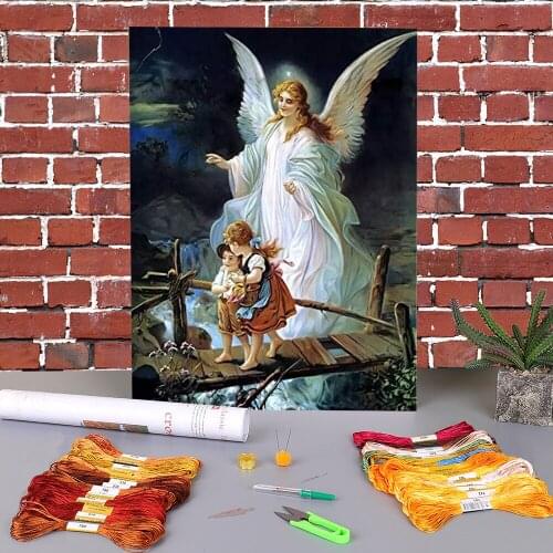 Region Angel Pre-Printed 11CT Cross-Stitch DIY Embroidery Full Kit DMC Threads Craft Handmade Hobby Sewing Magic For Gift