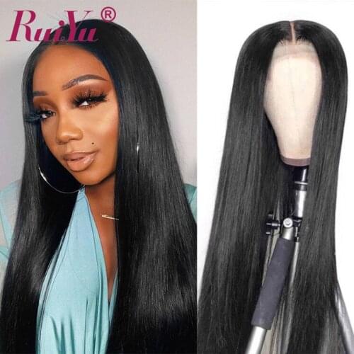 RUIYU Transparent Lace Wig Straight Human Hair For Black Women 4X4 Lace Closure Wig Brazilian Remy Hair Human Hair Wigs