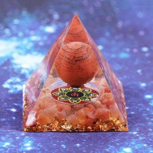 Orgone Pyramid Energy Generator Recruit Wealth Red Jasper Resin Jewelry Flower Of Life Decorative Craft Soothe The Soul