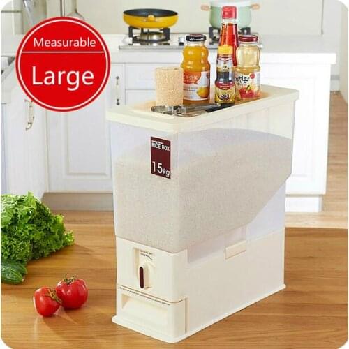 Japan Style 15KG Rice Bucket With Lid Thickening Plastic Measurable Rice Storage Box
