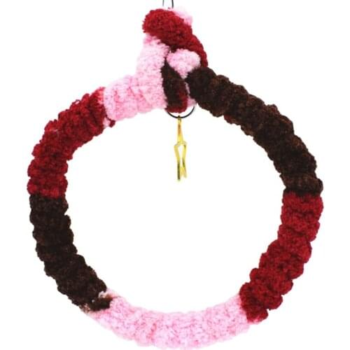 Parrot Plush Swing Standing Bar Pet Bird Chewing Climbing Ring Toy Hanging Perches for Cage