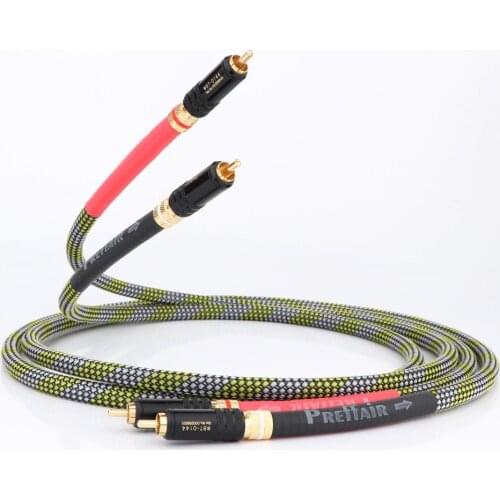 Preffair 48B Premium RCA Audio Cable Pair 6N OFC HiFi RCA Interconnect Cable Sliver Plated Conductors Rhodium Plated RCA Plug