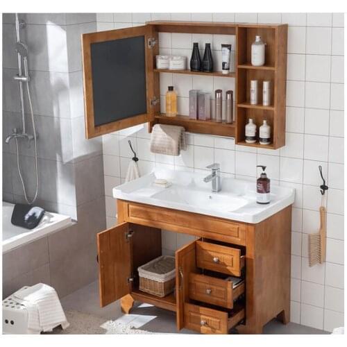Bathroom bathroom simple modern oak floor-to-ceiling bathroom cabinet combination toilet washbasin sink washstand