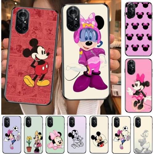 Cute Mickey Mouse Minnie Clear Phone Case For Huawei Honor 20 10 9 8A 7 5T X Pro Lite 5G Black Etui Coque Hoesjes Comic Fash