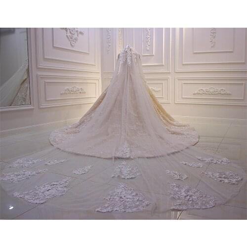 Amanda Design Luxury Lace Shiny Custom Made Long Veil