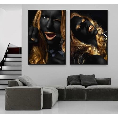 Blonde Black Woman Painting Print On Canvas Posters Scandinavian Wall Art Modern Art Pictures For Living Room Home Decor Cuadros