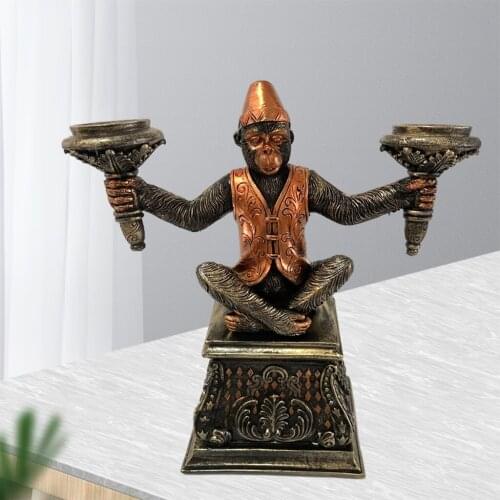 Mysterious Candle Holder Stand Monkey God Statue Decorative Pillar Candles Tealight Candlestick Resin Sculpture Candelabra