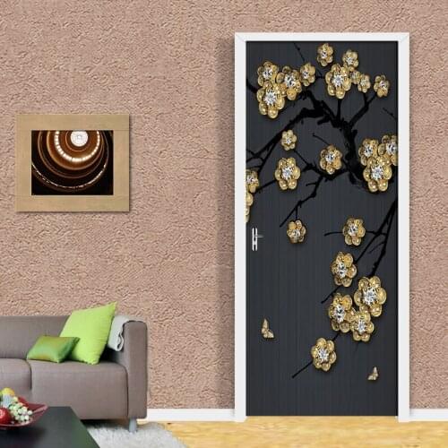 Crystal Diamond-Studded Three-Dimensional Flower and Branch Decoration Door Stickers Home Decoration Decals On The Living Room