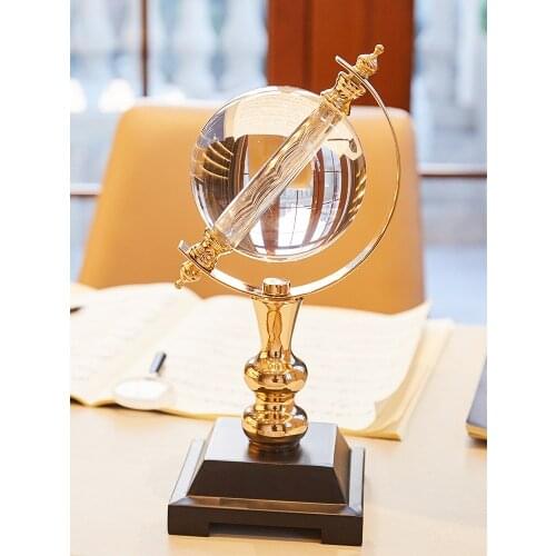 TT European Crystal Globe Ornament Living Room Wine Cabinet Affordable Luxury Style Home Study Table Decorations