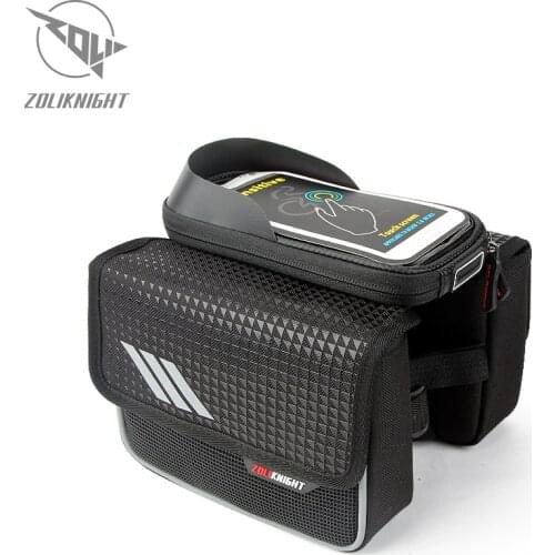 2018 New Touch Screen Bicycle Bags Waterproof MTBRoad Bike Frame Front Tube Panniers Pouch Cycling 5.5 inch Phone Bag Case