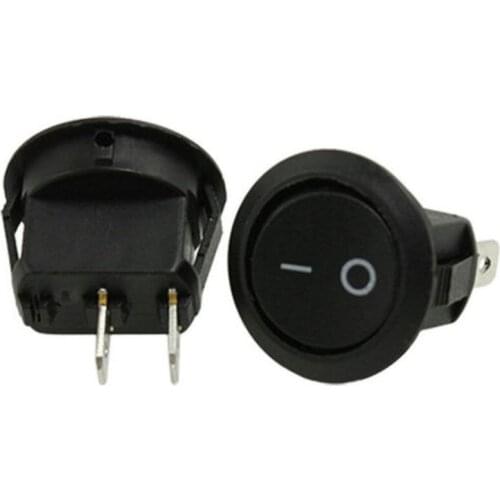 YOCOMYLY 50pc AC 6A/250V 10A/125V ON-OFF I/O SPST 2 Pin Snap in Round Boat Rocker Switch
