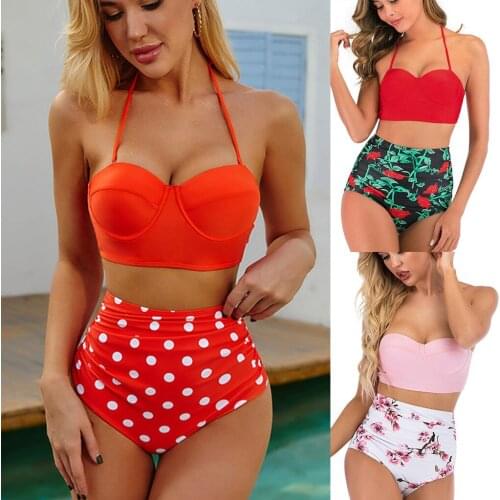 #Z45 Halter High Waist Bikini Swimwear Women Sexy Bikini Push Up Pad Swimwear Swimsuit Women Beachwear Bikinis 2020 Mujer