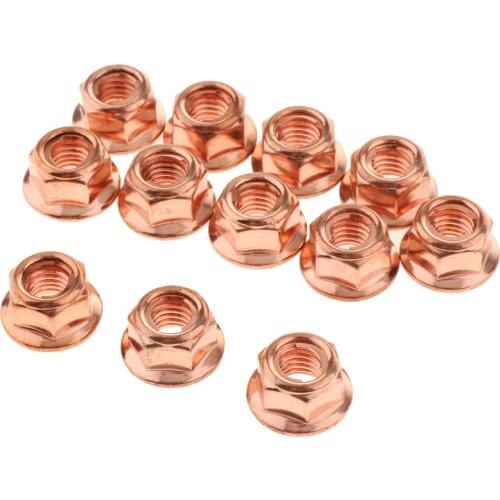 12X M8 Copper Flashed Exhaust Manifold 8mm Nut -High Temperature Nut for