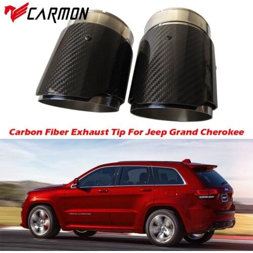 2PCS Carbon Fiber Exhaust Tip For Jeep Grand Cherokee Carbon Fiber Muffler Tips Car Exhaust Pipes with AK Logo
