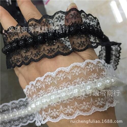 48yards/lot lace handmade bridal rhinestone pearls wedding crystal sash trimming ethical embroidery accessories beads