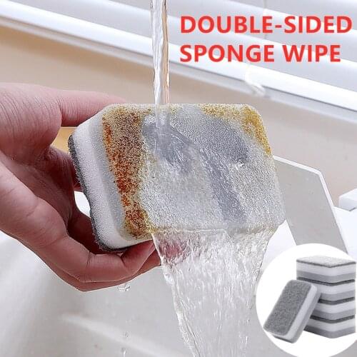 5/10Pcs Scouring Pad cleaning cloth Dish Brush Double-sided Sponge Wipe Strong Decontamination Kitchen Sponge Wipe Cleaning Tool
