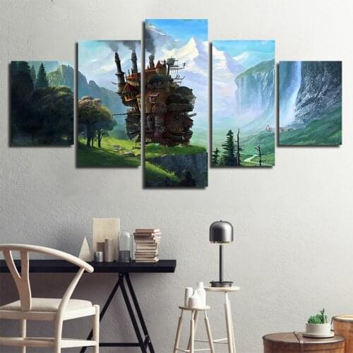 5 Panel Miyazaki Hayao Movie Anime No Framed Posters Canvas Paintings Decoration Modern Wall Art Home Decor Pictures Accessories
