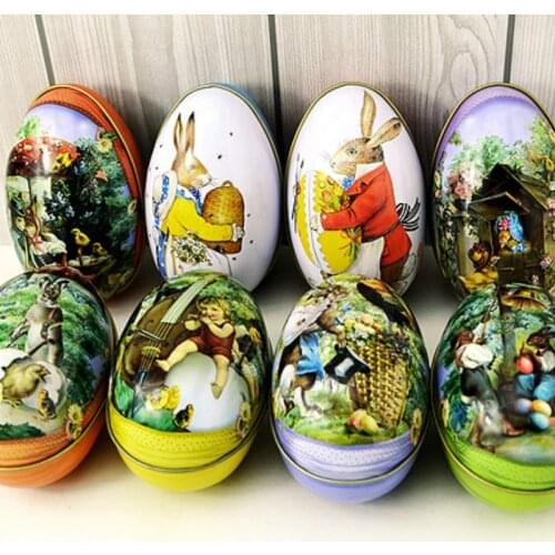 Brand new 8pcs different design 6.3x4.4x5cm Fashion Wedding Supplies Candy Packaging Candy Box Tin trumpet Easter Day EggS