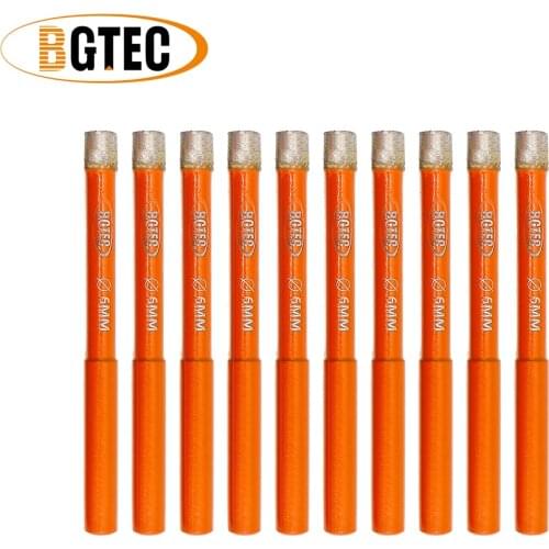 BGTEC 10pcs Diameter 6mm Diamond Welded Drilling Core Bits (Wet) M14 thread for drilling granite and marbel hole saw