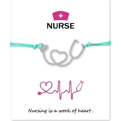 Infinity Love Stethoscope Medicine Charms Bracelets for Women Adjustable Rope Wish Cards Bracelets Gift For Nurse For Doctor