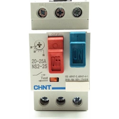 CHINT Manual Motor Starter NS2-25 0.1-0.16A 0.16-0.25A 0.25-0.4A 0.4-0.63A 0.63-1A 1-1.6A 1.6-2.5A Motor protector motor starter