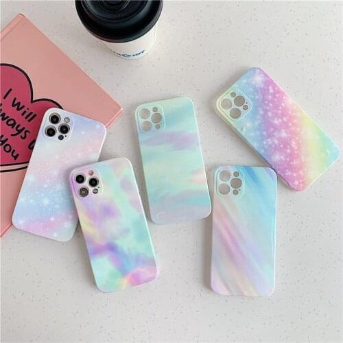 Gradient Marble Phone Case For iPHone 11 12 Pro Max X XR XS Xs Max Colorful IMD Dirt-resistant Back Cover For iPhone 7 8 Plus