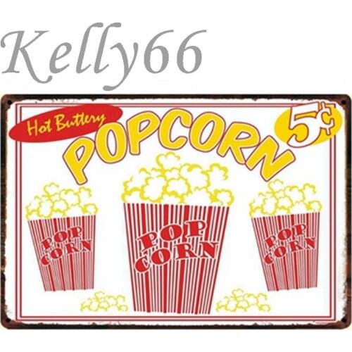 [ Kelly66 ] Popcorn Metal Sign Vintage Wall posters decor for store hotel Retro Old craft 20*30 CM Size y-1088