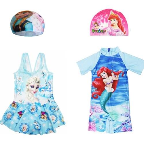 Disney Baby Girl Swimwear Children Clothes Set Kids Beach Swimsuit Bathsuit Cartoon Frozen Princess Elsa Girls Swimming Trunks