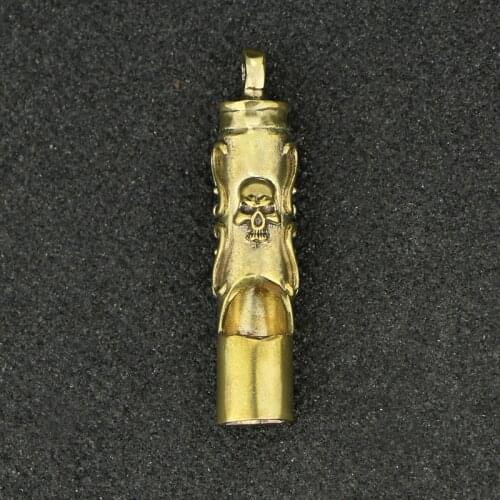 Brass Skull Head Whistle Car Keychain Pendant Pure Copper Original Design Retro Creative Key Chain Handmade Key Ring Accessories