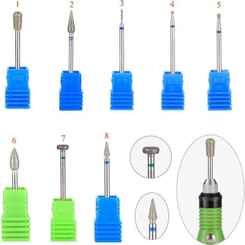 Meisha 2PCS Diamond Nail Art Drill Bits Milling Nail Cuticle Remover Pedicure Dental Drills Manicure Electric Accessories HF0015